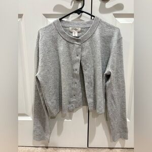 Jessica Simpson Gray Cropped Button-Front Cardigan Sweater